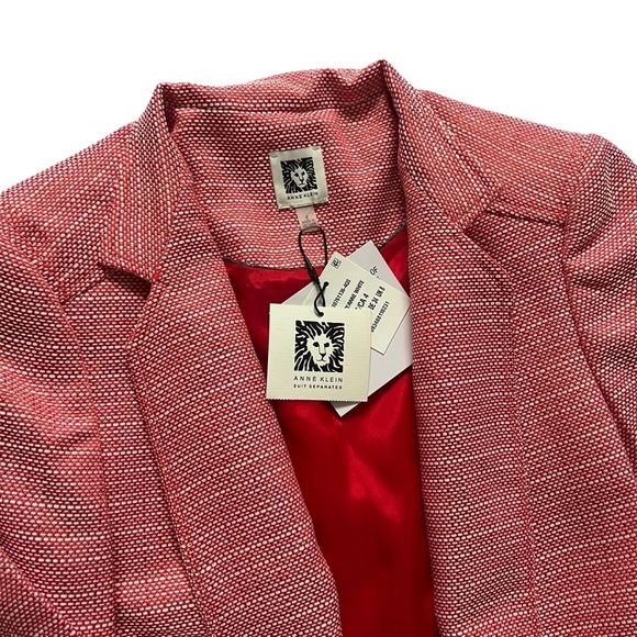 Anne Klein Red Textured Open Front Blazer Jacket | Size 4 | NWT - Picture 3 of 5